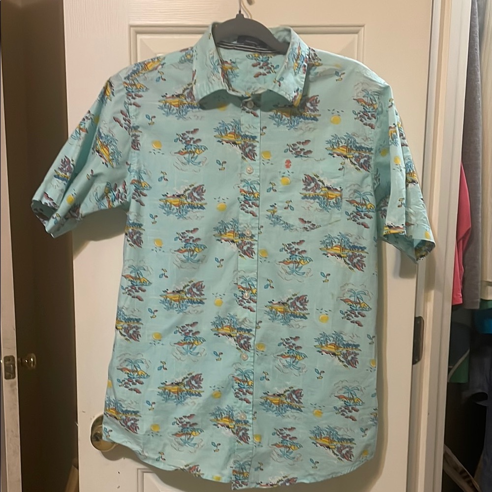 Izod Turquoise Floral Men's Casual Shirt